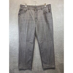 FUSAI‎ Mens Grey Denim Jeans Size 46x33 (Fits 44x33) Straight Leg Casual As Is